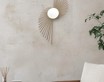 Handcrafted Gold Sunburst Wall Mirror, Modern Home Decor (30 inch)