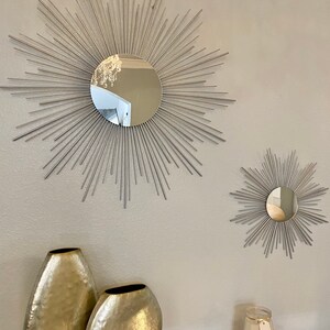 2 Sunburst Mirror Set 29 17, Sunburst Mirror, Starburst Mirror, Mirror wall decor, Sun mirror image 4