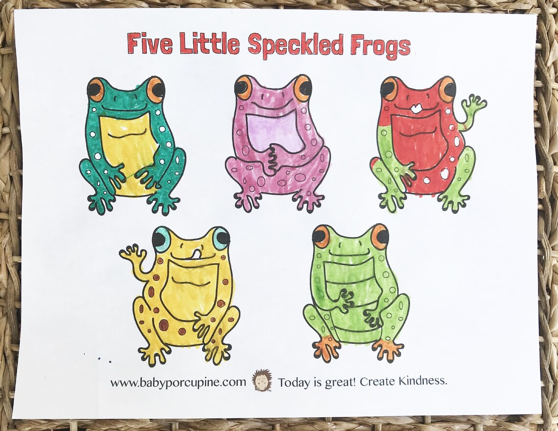 INSTANT DOWNLOAD, Coloring Page, Five Little Speckled Frogs, Printable ...