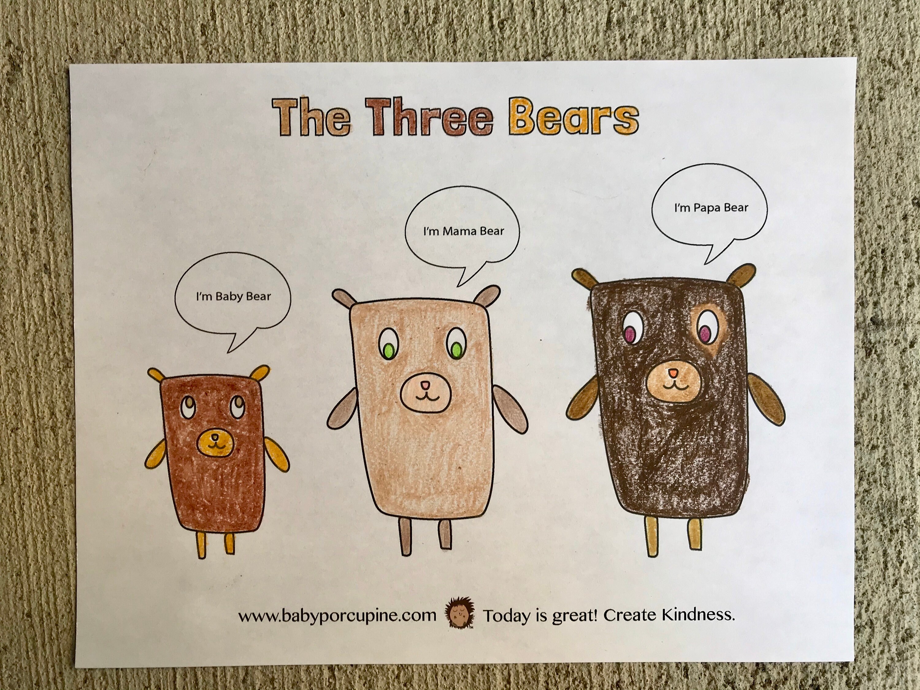 INSTANT DOWNLOAD Coloring Page the Three Bears Printable - Etsy