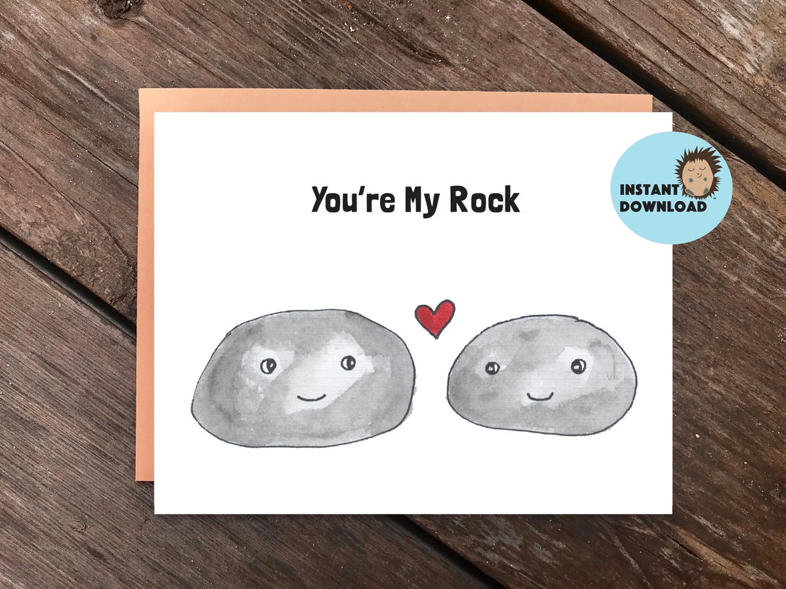 INSTANT DOWNLOAD, Printable You're My Rock Card, Instant Download