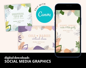DOWNLOAD - Spring Social Media Graphics | Essential Oil Make and Take Party, Welcome Kit, Social Media Template for Essential Oil Class