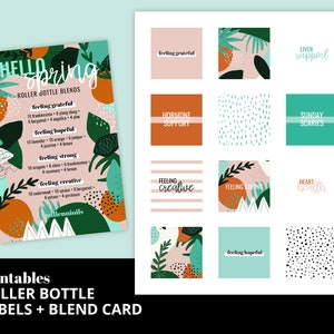 DOWNLOAD Hello Spring Roller Bottle Card and labels with Essential Oil DIYs, Essential Oil Labels image 1