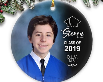 Graduation Ornament - Personalized with Photo, Name, Year & School Name, High School Graduation Gift, College Grad Gift, For Him or Her