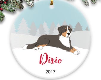 Bernese Mountain Dog - Ceramic Ornament - Personalized with Name and Year