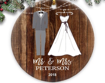 First Christmas Married As Mr. & Mrs. PHOTO Ceramic Ornament