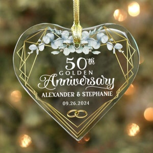 50th Anniversary Metal Tabletop Decor - Golden Wedding Gift With Engraved Heart, Home Keepsake