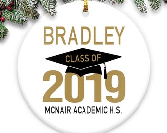 Graduation Ornament - Personalized with Name, Year & School Name, High School Graduation Gift, College Graduation Gift, Gift For Him or Her