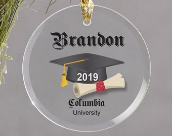 Graduation Ornament - Glass Ornament - Personalized with Name, Year & School Name, High School Graduation Gift, College Grad Gift