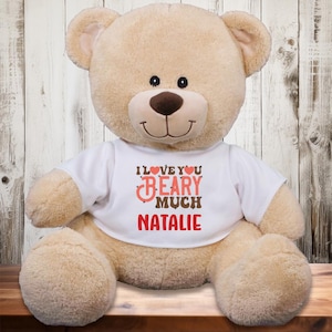 I Love You Beary Much Teddy Bear Personalized with Name - Valentine&#39;s day Gift for Her Gift for Him Gift for Child