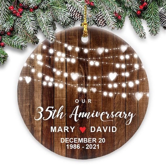 Our Th Anniversary Christmas Ornament Rustic Couples Etsy