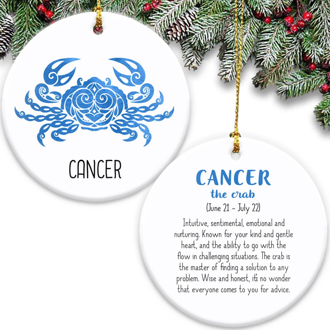 Cancer Zodiac Sign Double Sided Ornament Ceramic the Crab Symbol