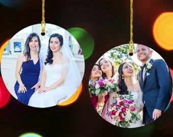 Personalized Two Sided Photo Ornament - Ceramic