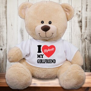 I Love My Girlfriend / Boyfriend Teddy Bear Personalized with Name - Valentine&#39;s day Gift for Her Gift for Him