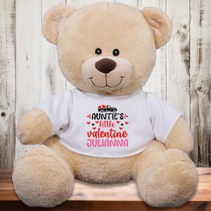 Auntie&#39;s / Uncle&#39;s Little Valentine Teddy Bear Personalized with Child&#39;s Name - Valentine&#39;s day Gift for Her Gift for Him Gift for Child