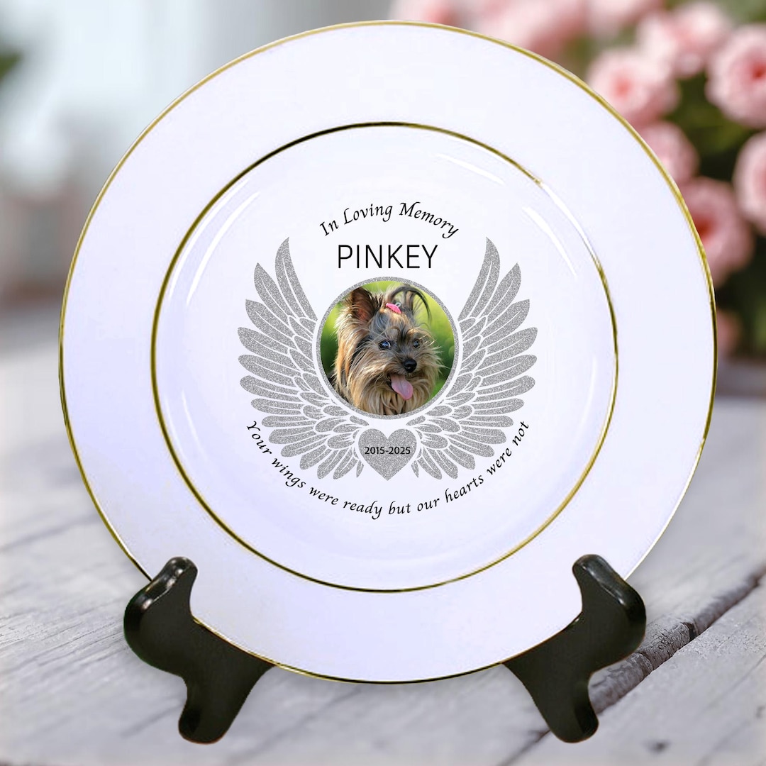 In Loving Memory Personalized Pet Memorial Photo Plate - With Name and ...
