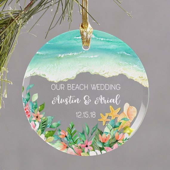 beach wedding christmas ornament