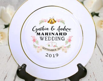Personalized Wedding Plate - Wedding Bells - Personalized with Names and Wedding Date, Wedding, Engagement Gift, Bridal Shower Gift