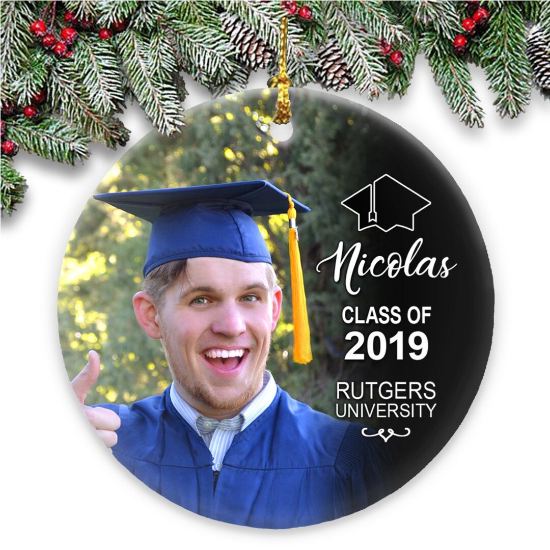 Graduation Ornament Ceramic Personalized With Photo, Name, Year