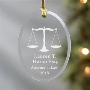 Lawyer Oval Glass Ornament - Personalized with Name of Lawyer