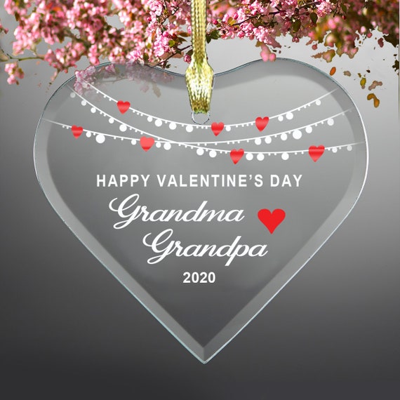 Download Happy Valentine S Day Grandma Grandpa Glass Heart Ornament Etsy