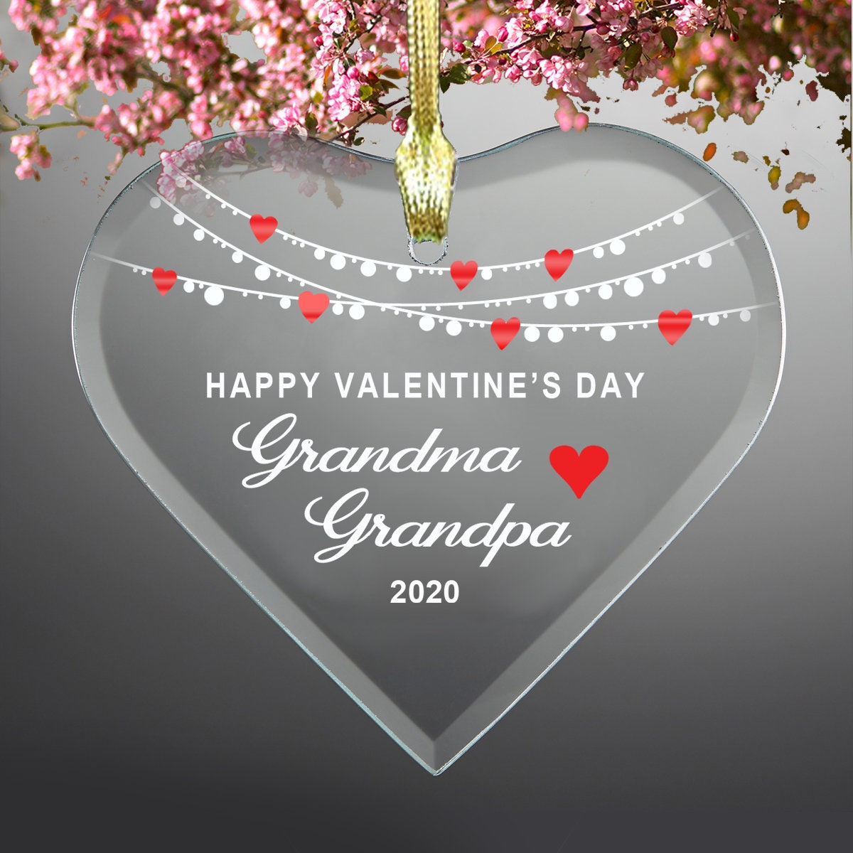 Happy Valentines Day Grandma Happy Valentine's Day Grandma Grandpa Glass Heart Ornament | Etsy