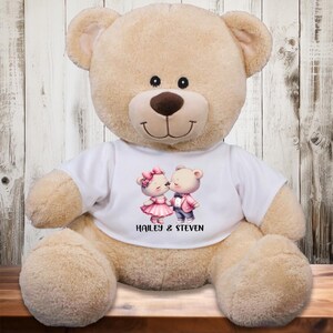 Kissing Bears Teddy Bear Personalized with Names - Valentine&#39;s day Gift for Her Gift for Him