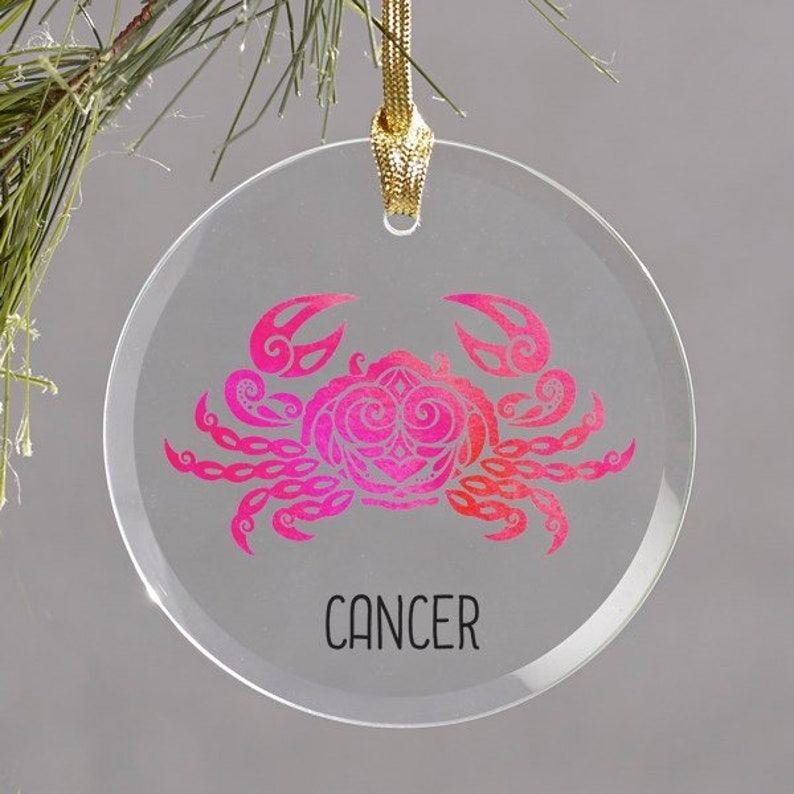 Cancer Zodiac Sign Round Glass Ornament the Crab Symbol Etsy