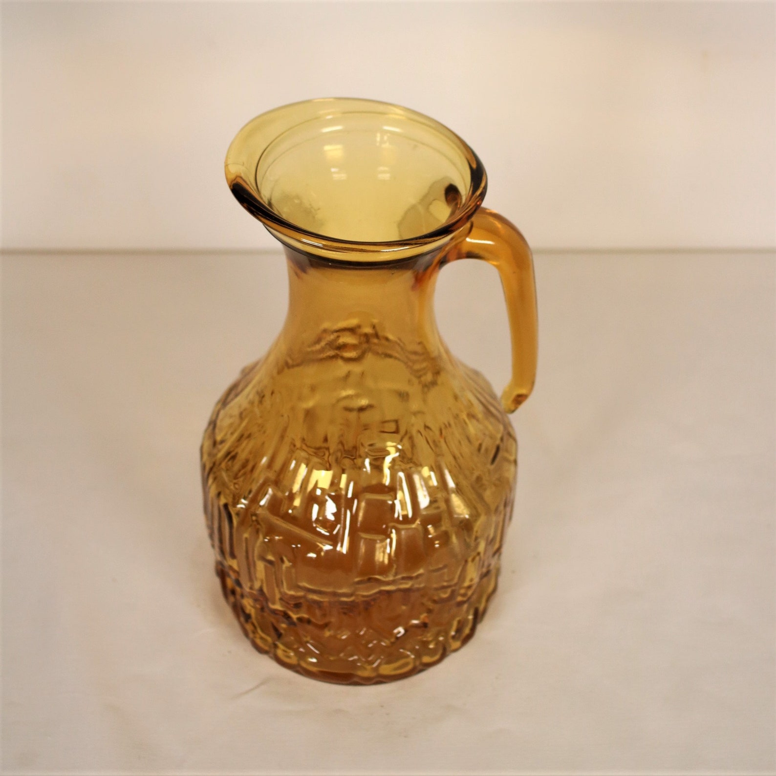 Vintage Water Jug / Made in Italy / Midcentury / Amber Glass Etsy