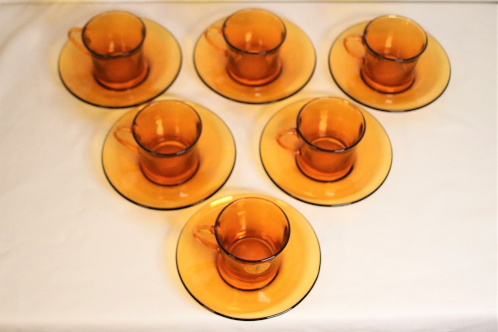 Vintage Set of Coffee Cups / Duralex / France /Amber Glass Etsy