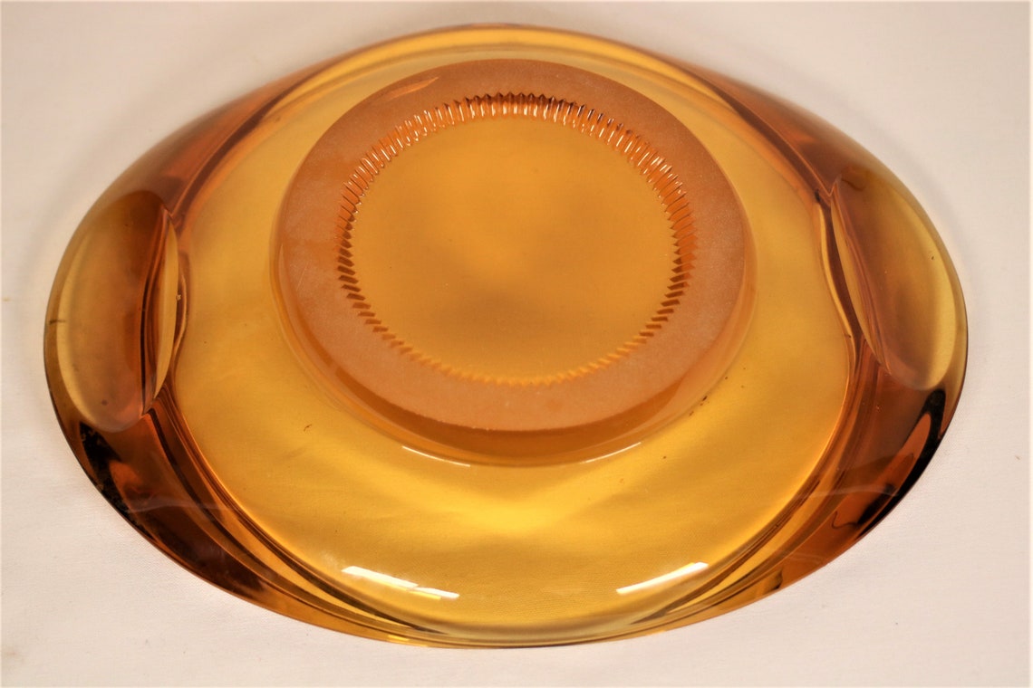 Vintage Glass Plate / Amber Glass / Etsy