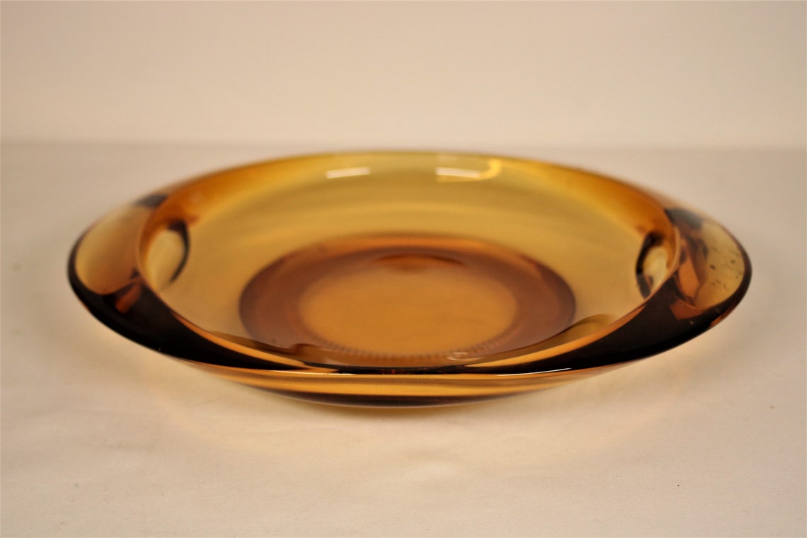 Vintage Glass Plate / Amber Glass / Etsy