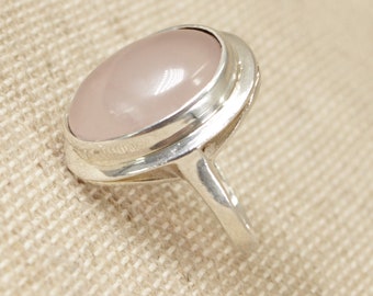 Vintage Silver & Rose Quartz Statement Ring