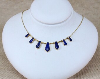 18ct Gold & Lapis Lazuli Art Deco style Necklet