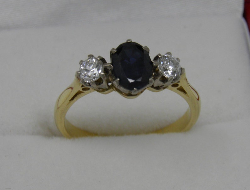 A Classic and beautiful vintage 18ct Sapphire and Diamond Trilogy ring
