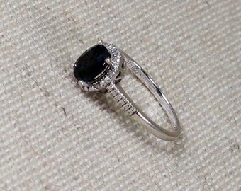 9ct White Gold Sapphire & Diamond Ring