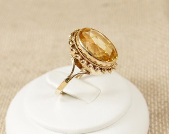 9ct Gold Honey Citrine Solitaire Ring