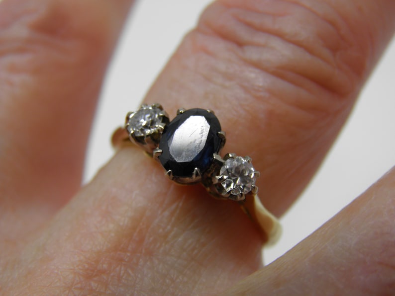 A Classic and beautiful vintage 18ct Sapphire and Diamond Trilogy ring