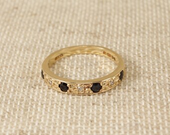 9ct Gold Sapphire & Diamond half Eternity Ring