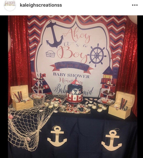 Ahoy Its A Boy Nautical Theme Babysower Cake Table Etsy
