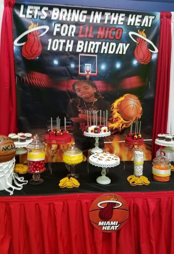 Miami Heat Cake Table Backdrop Miami Heat Party Miami Heat Etsy
