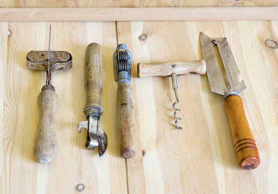 Old Kitchen Gadgets Wooden Kitchen Tools Old Kitchen Utensils Etsy