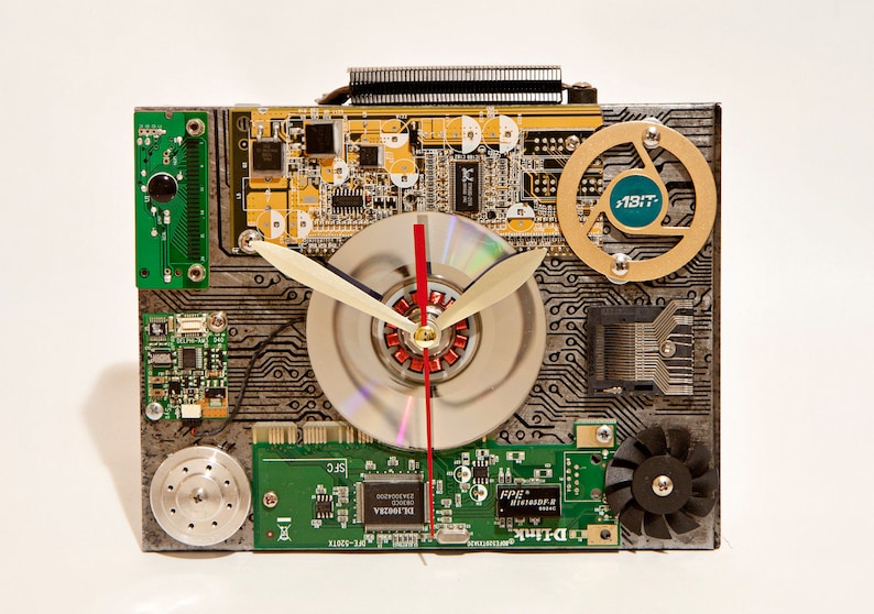 Modern desk clock Computer parts clock Pc gamer gift Unusual Etsy