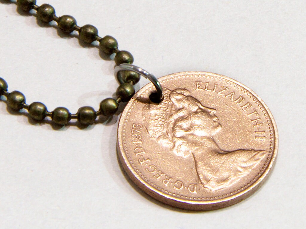 Old coin necklace British coin jewelry Cool mens necklace Mens Etsy