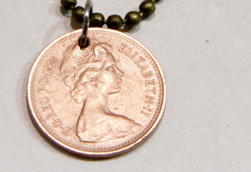Old coin necklace British coin jewelry Cool mens necklace Mens Etsy