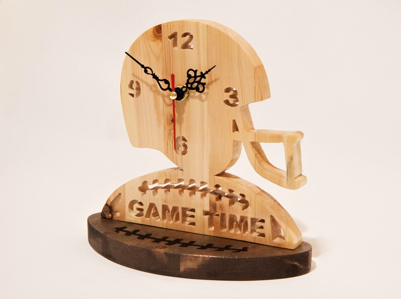 Football Helmet Wood Table Clock Football Clock Wooden Clock Etsy