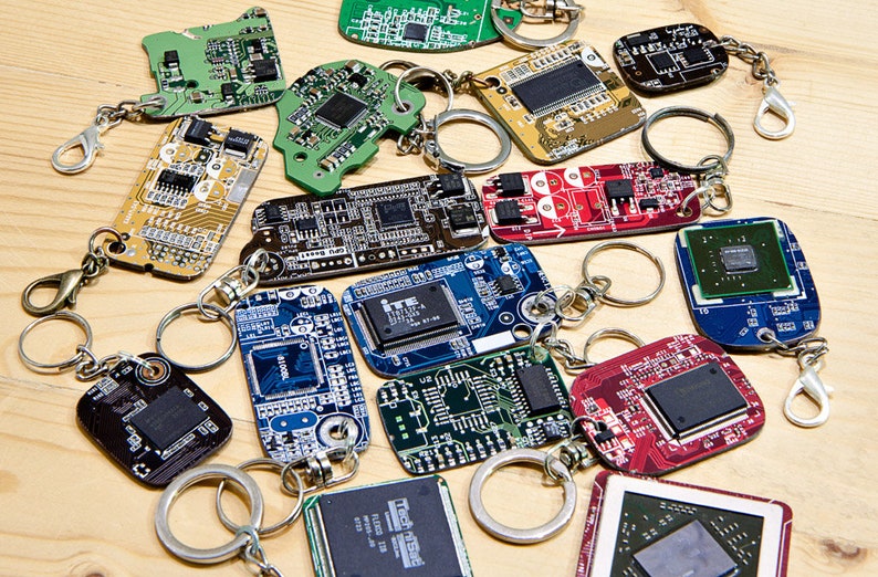 Circuit Board Cpu Keychain Geek Gifts for Him Recycled Etsy