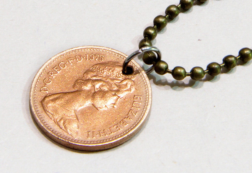 Old coin necklace British coin jewelry Cool mens necklace Mens Etsy
