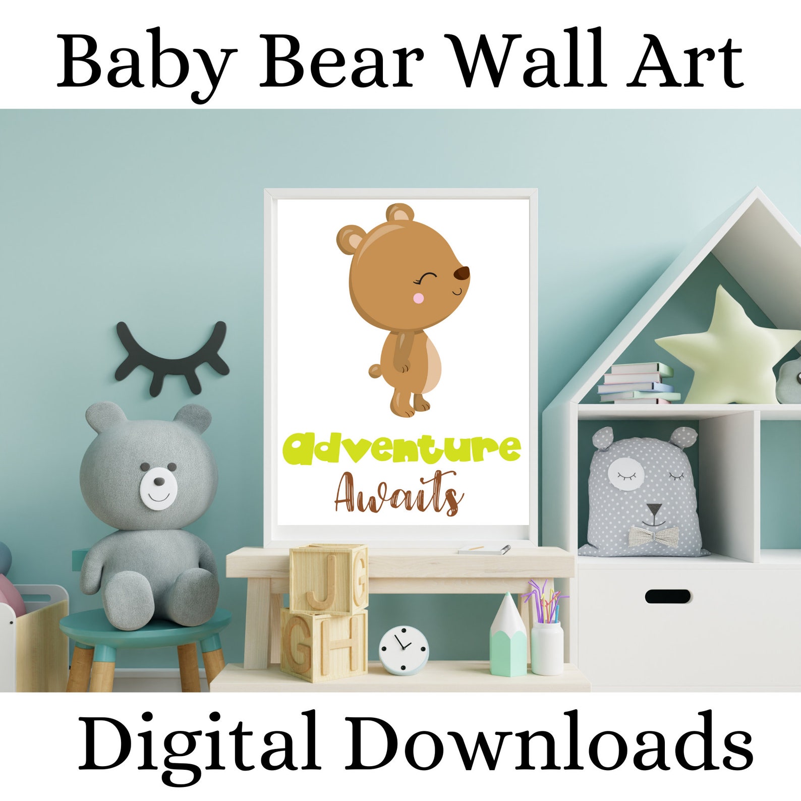 Nursery Baby Bear Wall Art Digital Downloads Etsy