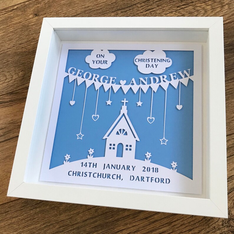 Personalised Christening Gift Christening Paper Cut in Frame Etsy UK